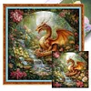 Dragon In Forest-14CT Stamped Cross Stitch 50*50cm/19.69*19.69in tapestrymarket