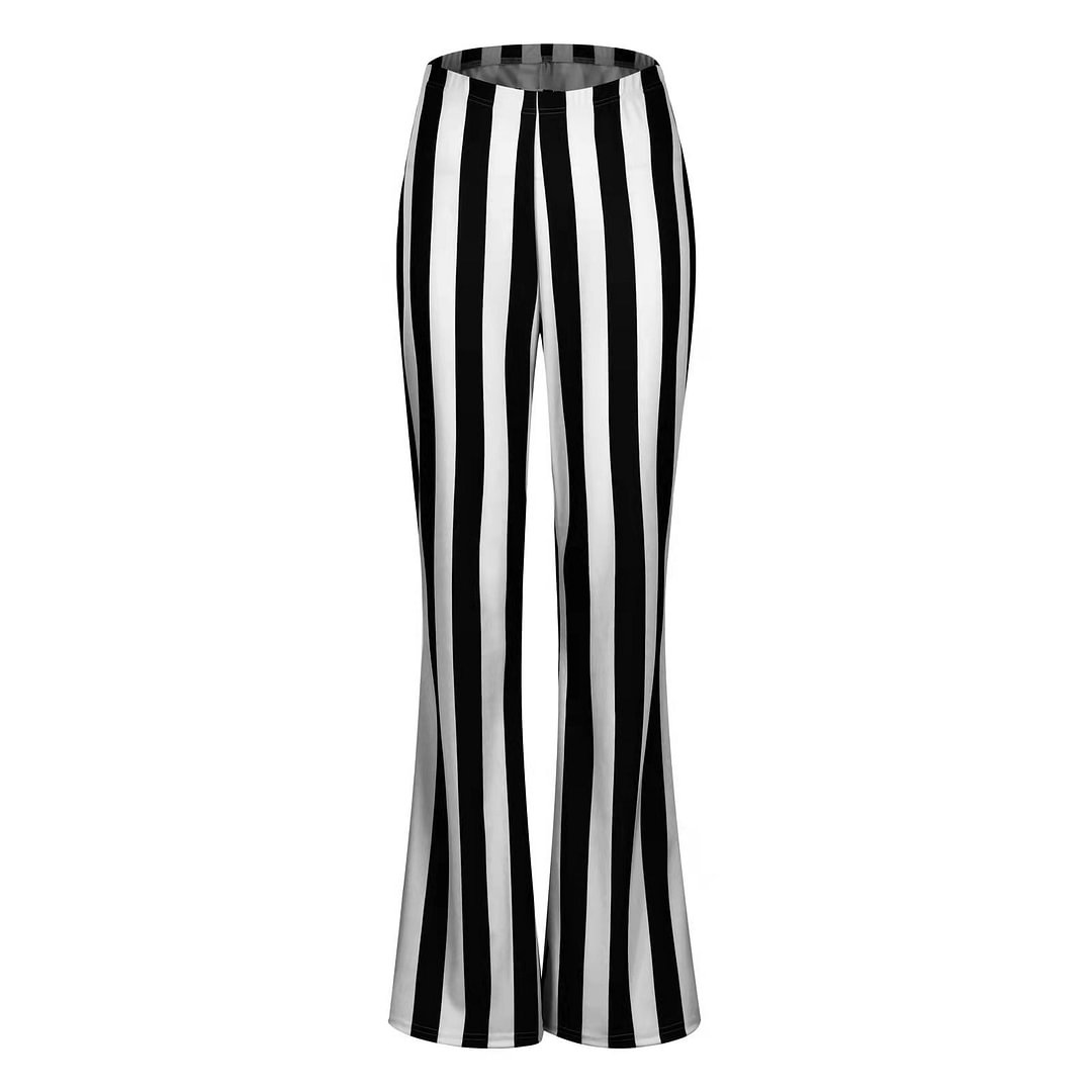 Size Casual Pants Sports Yoga Striped Stretch High Waist Flared