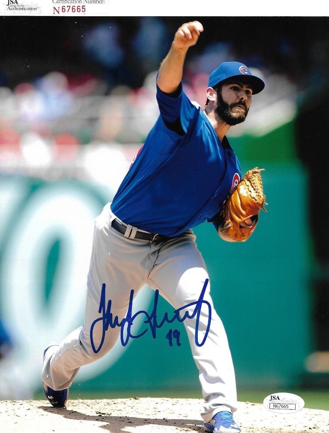 JAKE ARRIETA signed autographed CHICAGO CUBS 8X10 Photo Poster painting WORLD SERIES JSA N67665