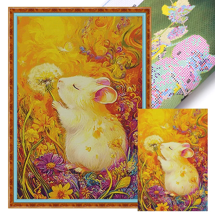 【Fairy Brand】Dandelion mouse 60*85cm 14CT Stamped Canvas Cross Stitch gbfke