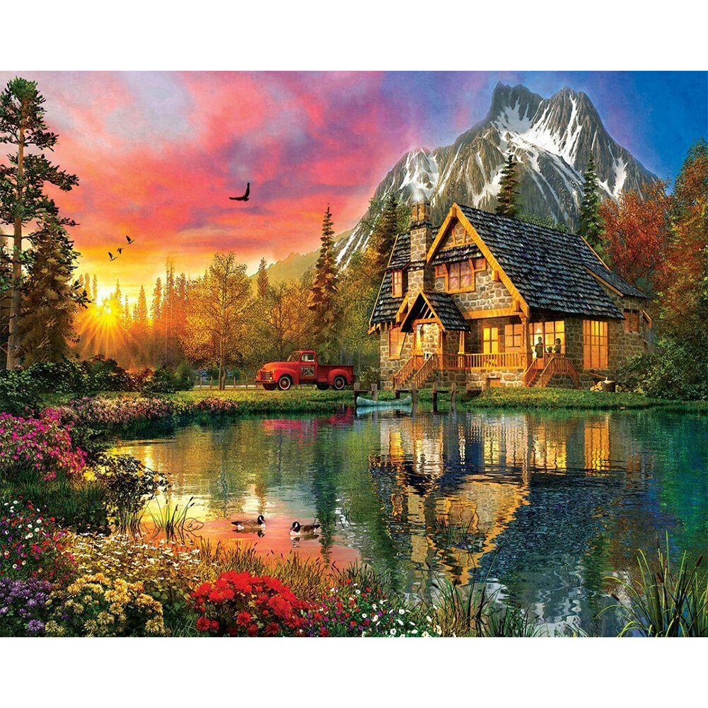 

Cabin Landscape - Round Drill Diamond Painting - 50*40CM, Square diamond 40*50cm, 501 Original