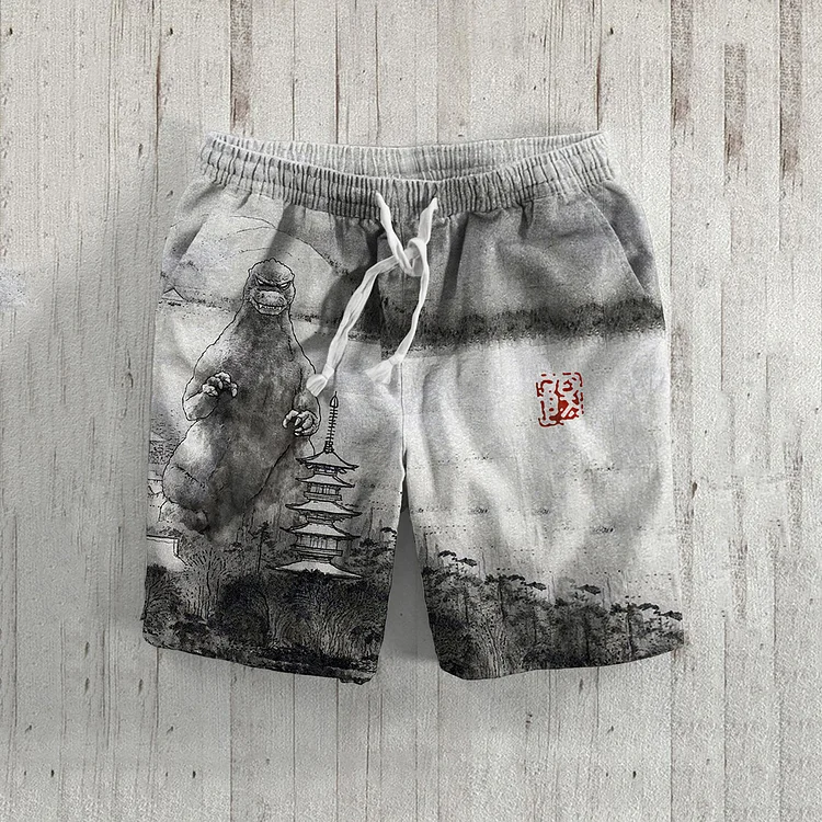 Vintage Godzilla Art Pattern Men'S Shorts