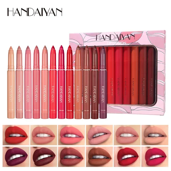 12 Color-Rotating Sharpenable Matte Lipstick Pencils- Buy 2 Get 1 Free