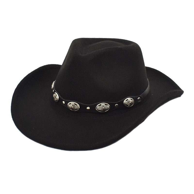 Unisex Cowboy Style Solid Color Flat Eaves Fedora Hat