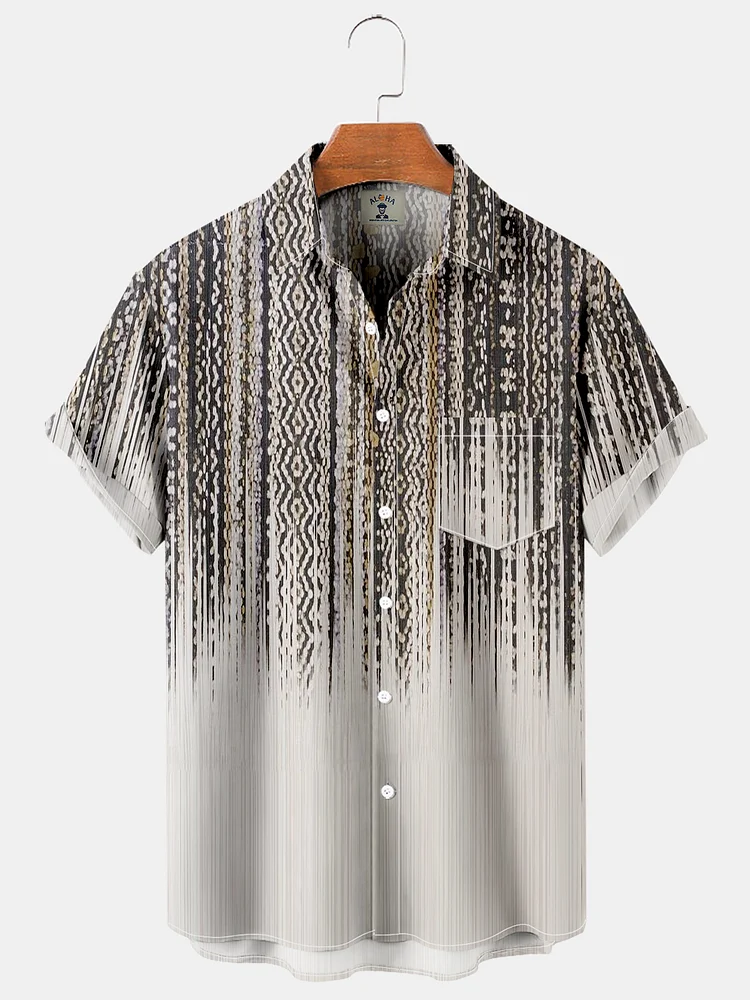 Vintage Ethnic Print Short Sleeve Shirt
