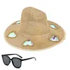 Straw Beach Sun Hat with Adjustable Chin Strap Wide Brim Sun Beach Hat for Beach