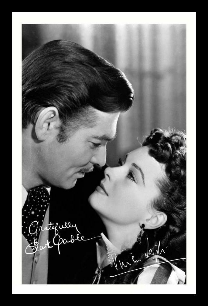 Clark Gable & Vivien Leigh - Gone With The Wind Signed & Framed Photo Poster painting 2