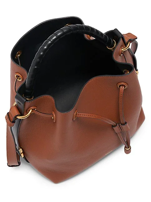 Chlo&eacute; Marcie Leather Bucket Bag-Tan