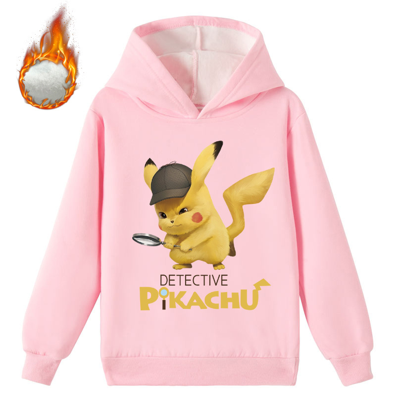 Mayoulove Pikachu Fleece Hoodie - Perfect for Young Pokemon Fans! Cozy and Warm, Ideal for Outdoor Activities. Ideal for Kids Aged 2-10.-Mayoulove