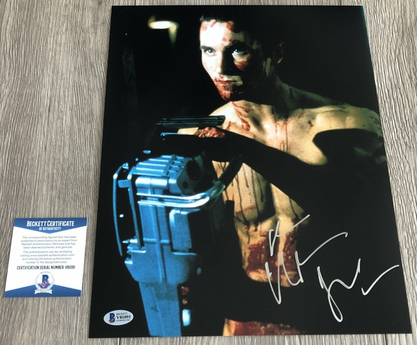 CHRISTIAN BALE AMERICAN PSYCHO SIGNED 11x14 Photo Poster painting w/EXACT PROOF BECKETT BAS COA