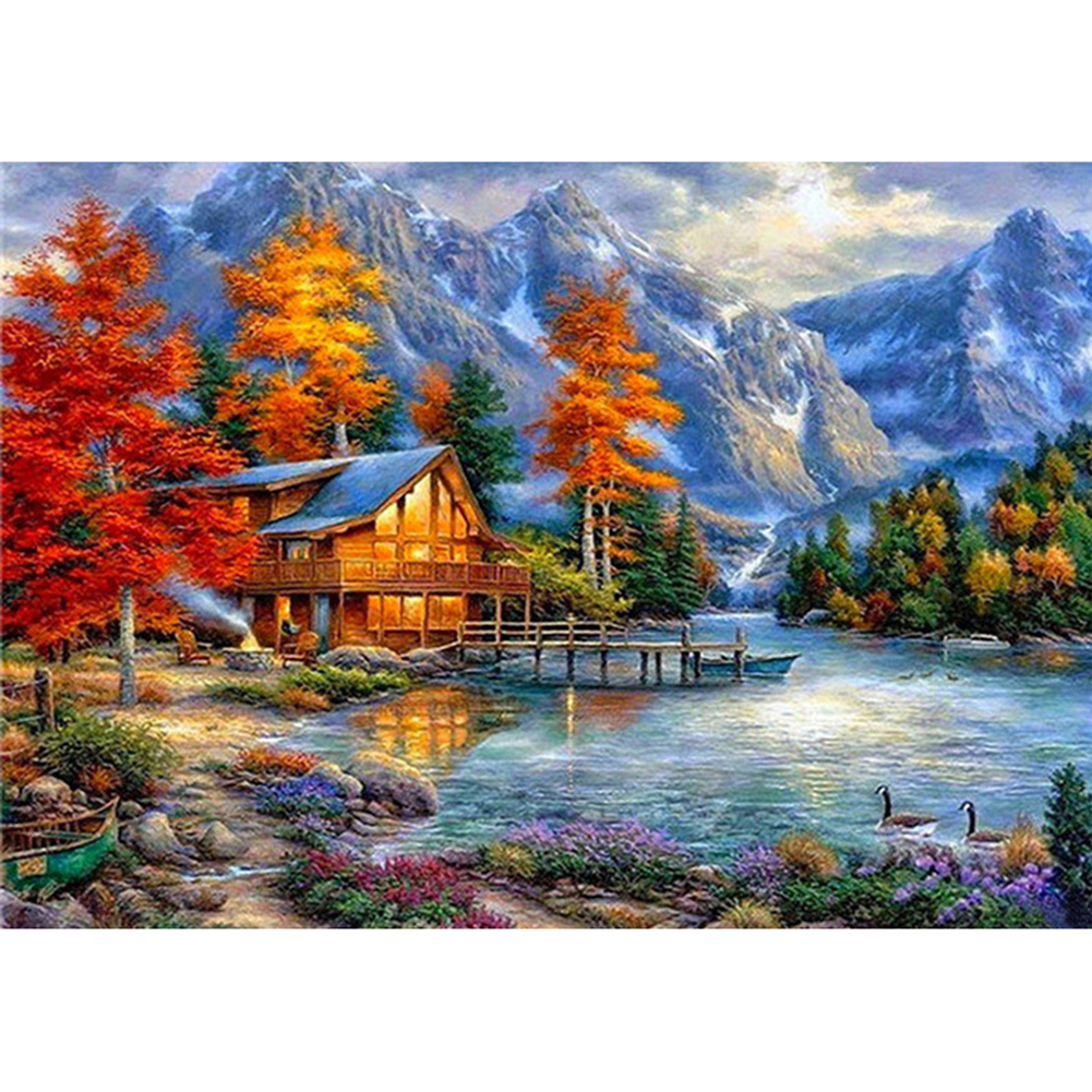 

Snow Mountain House - Round Drill Diamond Painting - 60*40CM (Big Size), 501 Original