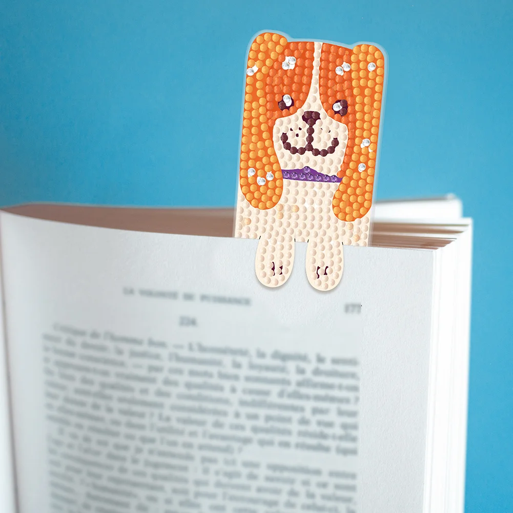 4Pcs Dog DIY Diamond Painting Bookmarks Making Kit Diamond Art Bookmark