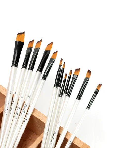 12 Pcs Angular Flat Paint Brush Set-Himinee.com