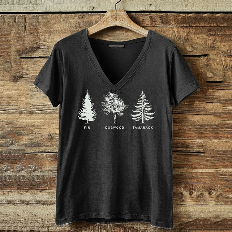 VChics Women's Fdt Tree Print Casual T-shirt