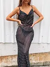 See-Through Polka Dot Condole Belt Maxi Dress
