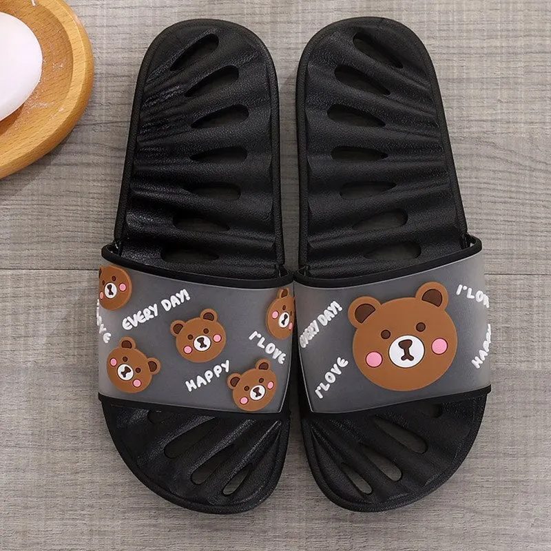 Women's Slippers Hollow Lovely Cartoon Slides Women Fashion Female Summer Slippers PVC Massage Bathing Slippers