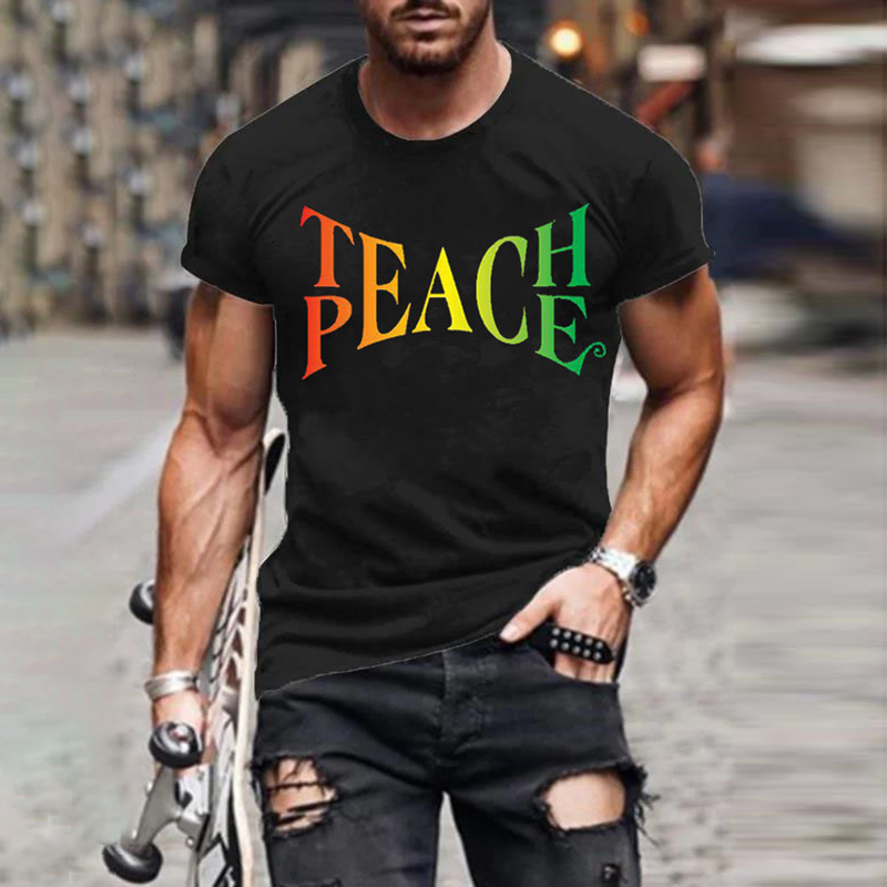 Comstylish Men'S Reggae Teach Peace Pattern Short Sleeved T-Shirt