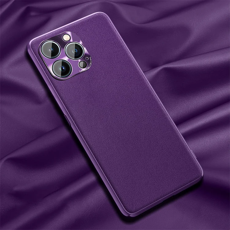 Metal Lens Leather Texture Phone Case For iPhone