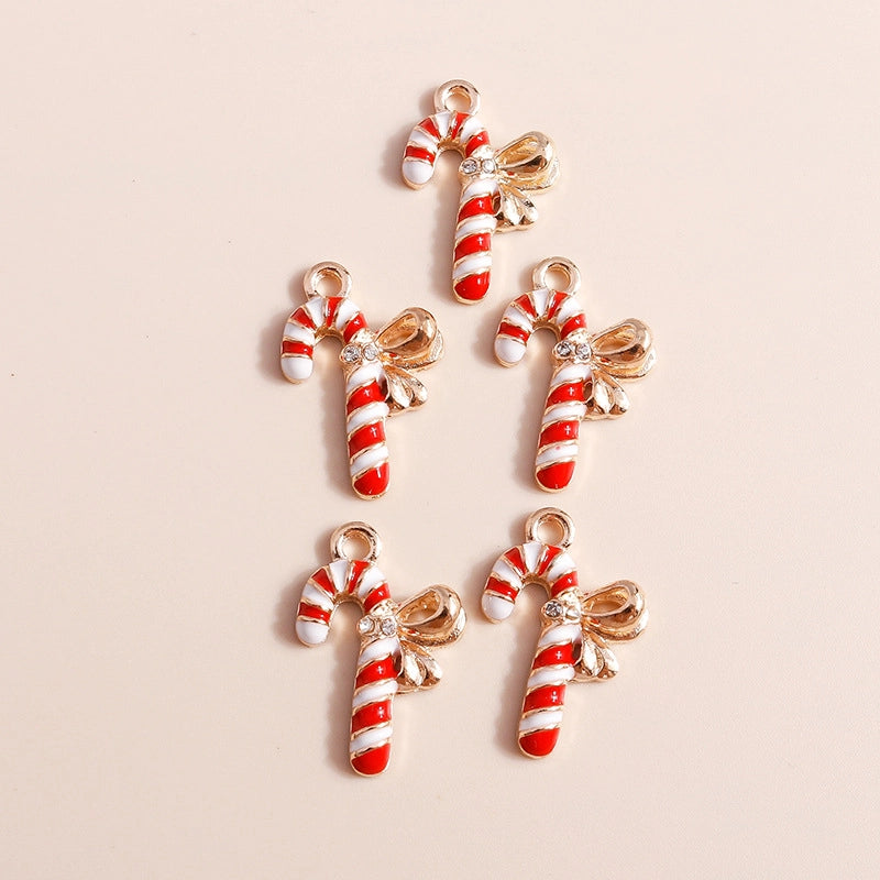 10 PCS/Package 15 * 22mm Zinc Alloy Zircon Crutch Pendant Jewelry Accessories