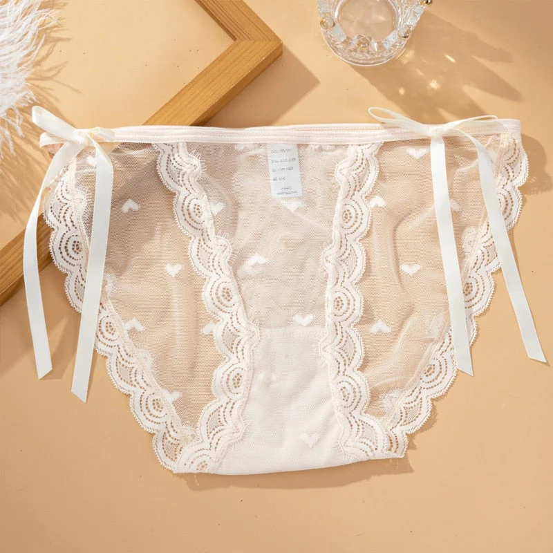 Sexy Lace Panties For Women Underwear Fashion Heart Lingerie Low-Rise Breathable Hollow Out Female Transparent Temptation Briefs