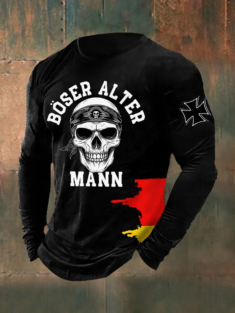 Herren Böser Alter Mann Bedrucktes Langarm-T-Shirt