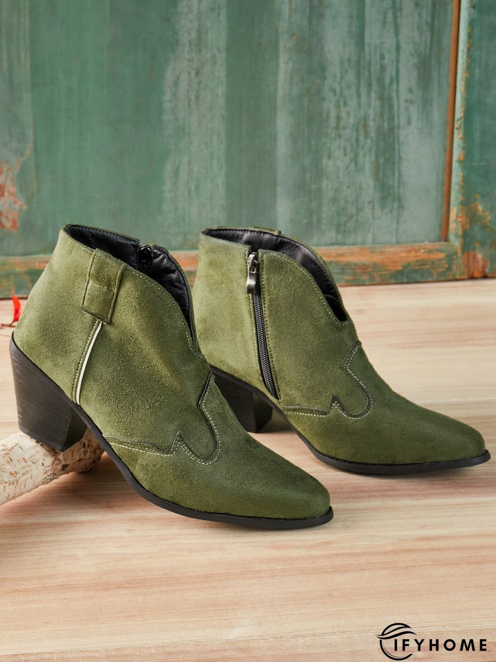 Bohemian mid-heeled pointed booties | IFYHOME