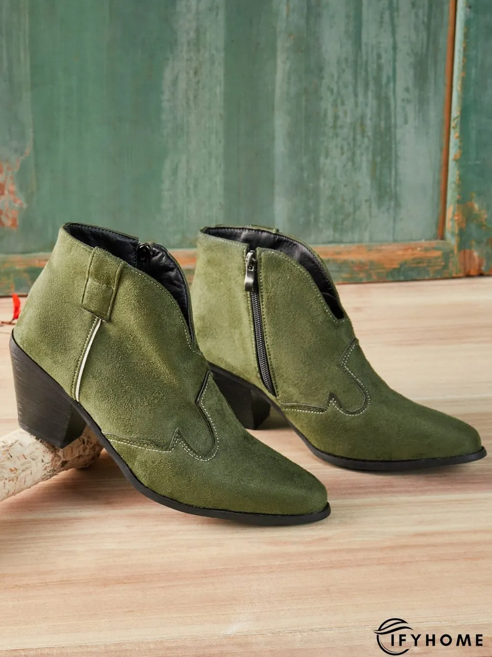 Bohemian mid-heeled pointed booties | IFYHOME