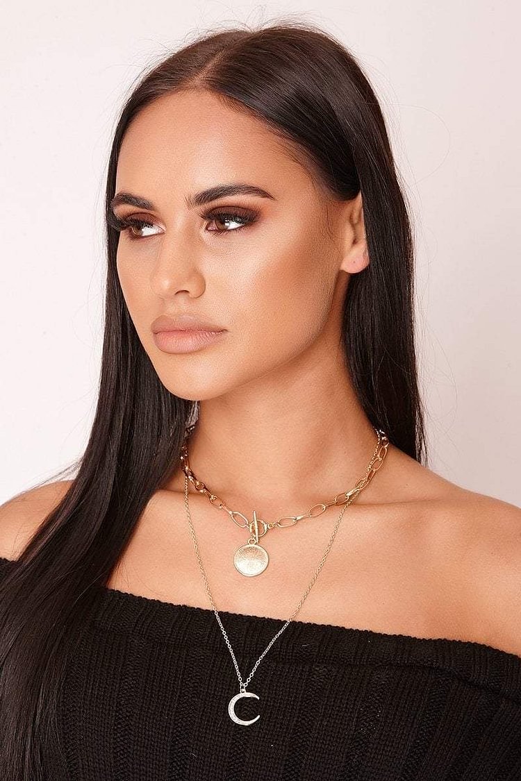Halle Gold Layered Chain Necklace Katch Me