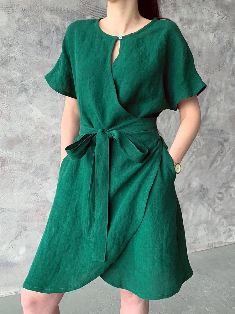 Women's Linen Casual Dress-Mayoulove
