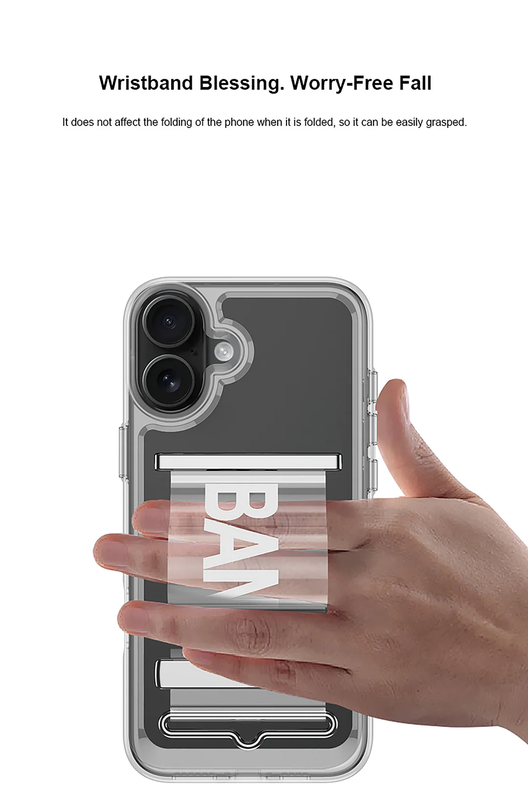 Suitable for iPhone 16 wristband bracket transparent mobile phone case