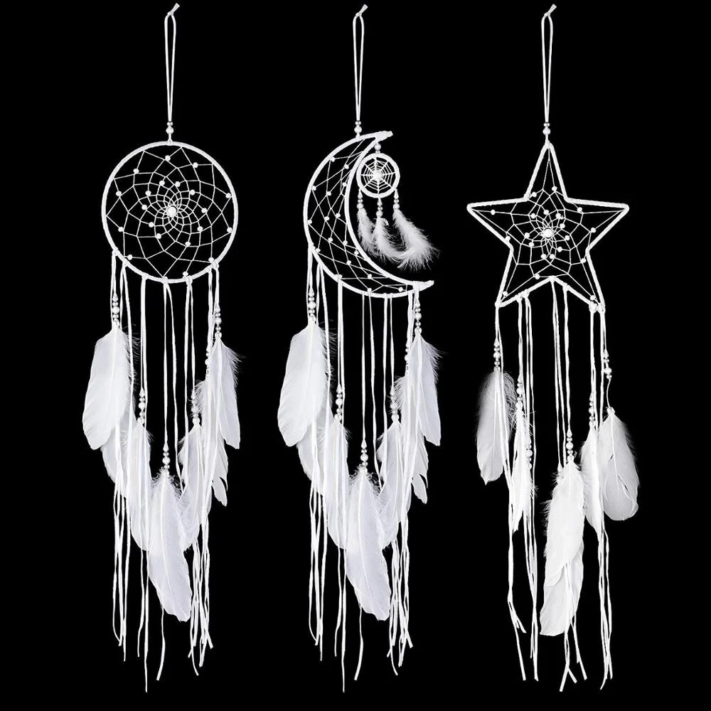 5 PACK White Wedding Dream Catcher Boho Room Decoration Nursery Decor Wedding Decoration Valentines Day Gift Wall Hanging Decor