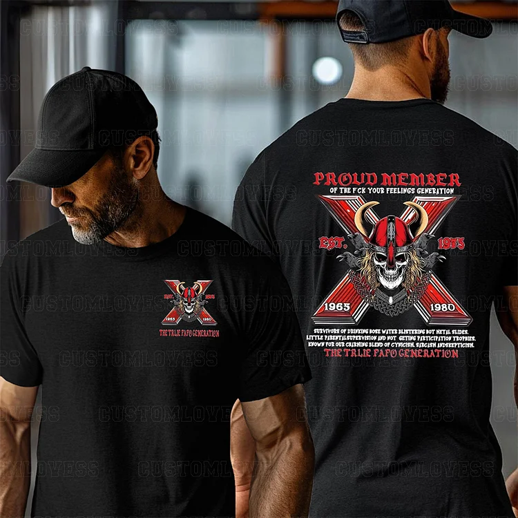 Custom Gen X Viking Skull T-shirt 