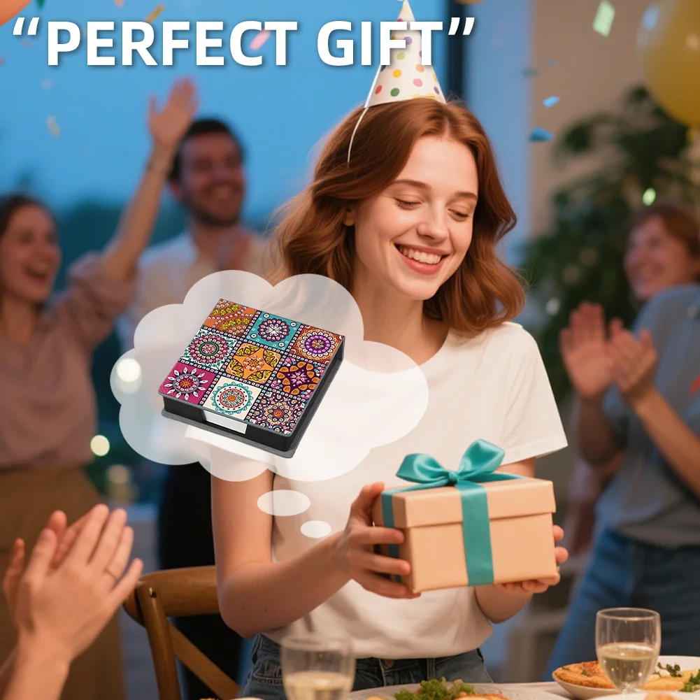 5D DIY PU Gem Painting Memo Pad Holder with 160 Sheets Paper (Mandragora)