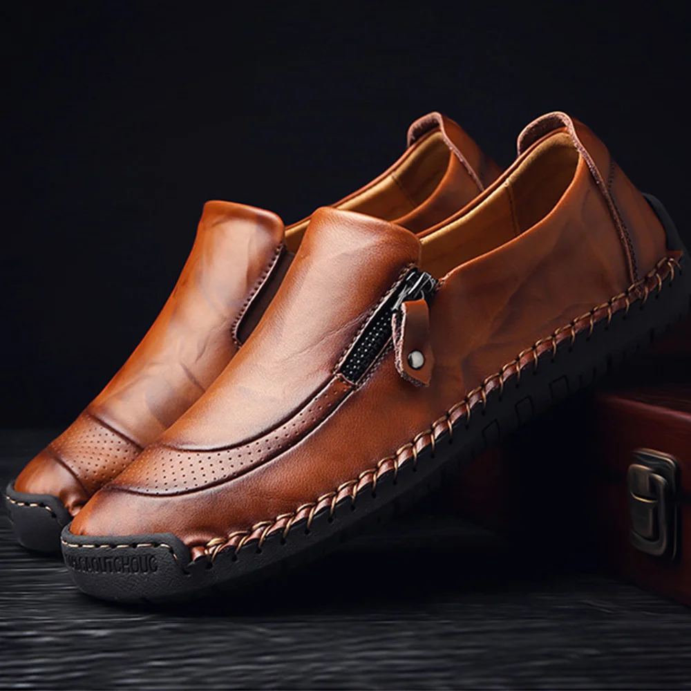 Smiledeer Spring and summer men's side zipper toe casual shoes