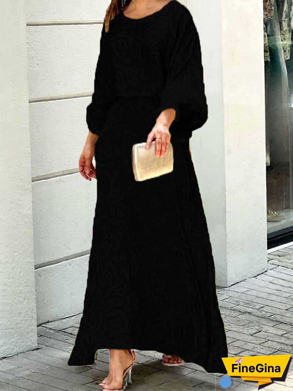 Ladies Spring Fashion Two Piece Sets Retro Long Sleeve O Neck Top + High Waist Long Skirt Suit Feminine Loose Printed Skirt Suit