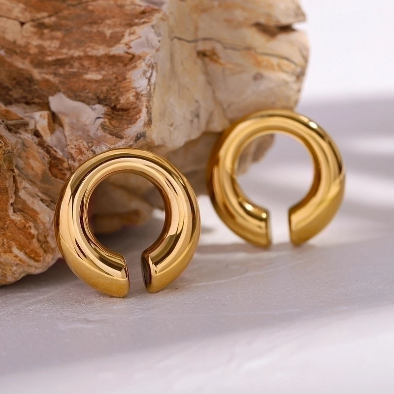 1 Pair Vacation Minimalist IG Style C Shape Solid Color Asymmetrical 304 Stainless Steel 18K Gold Plated Ear Cuffs