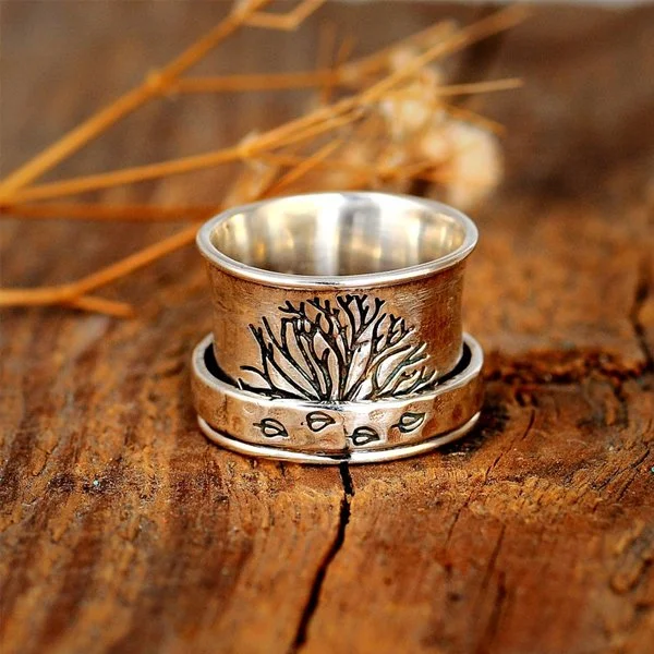 🔥 Last Day Promotion 49% OFF🎁Tree of Life Spinner Meditation Silver Ring