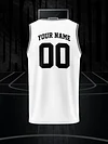 Customizable Polyester Basketball Tank Top, Breathable & Washable, Scoop Neck, Sleeveless, Knit Fabric, 210g/m&sup2;, for Sports & Casual Wear, Adult - Black & White