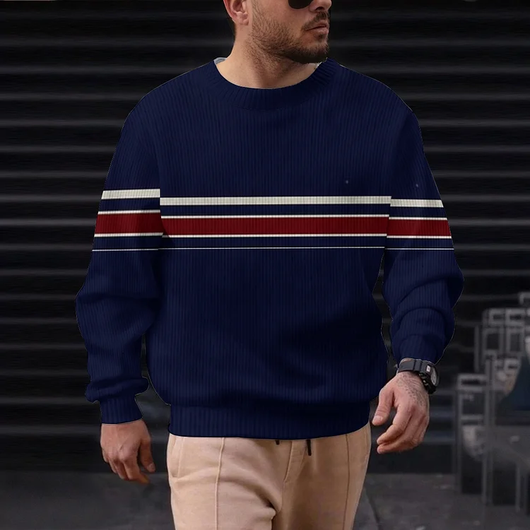 Men's Casual Printed Round-neck Sweater