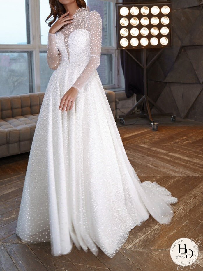 Dresses Mesh Jacquard Long Sleeve Party Dresses for Women