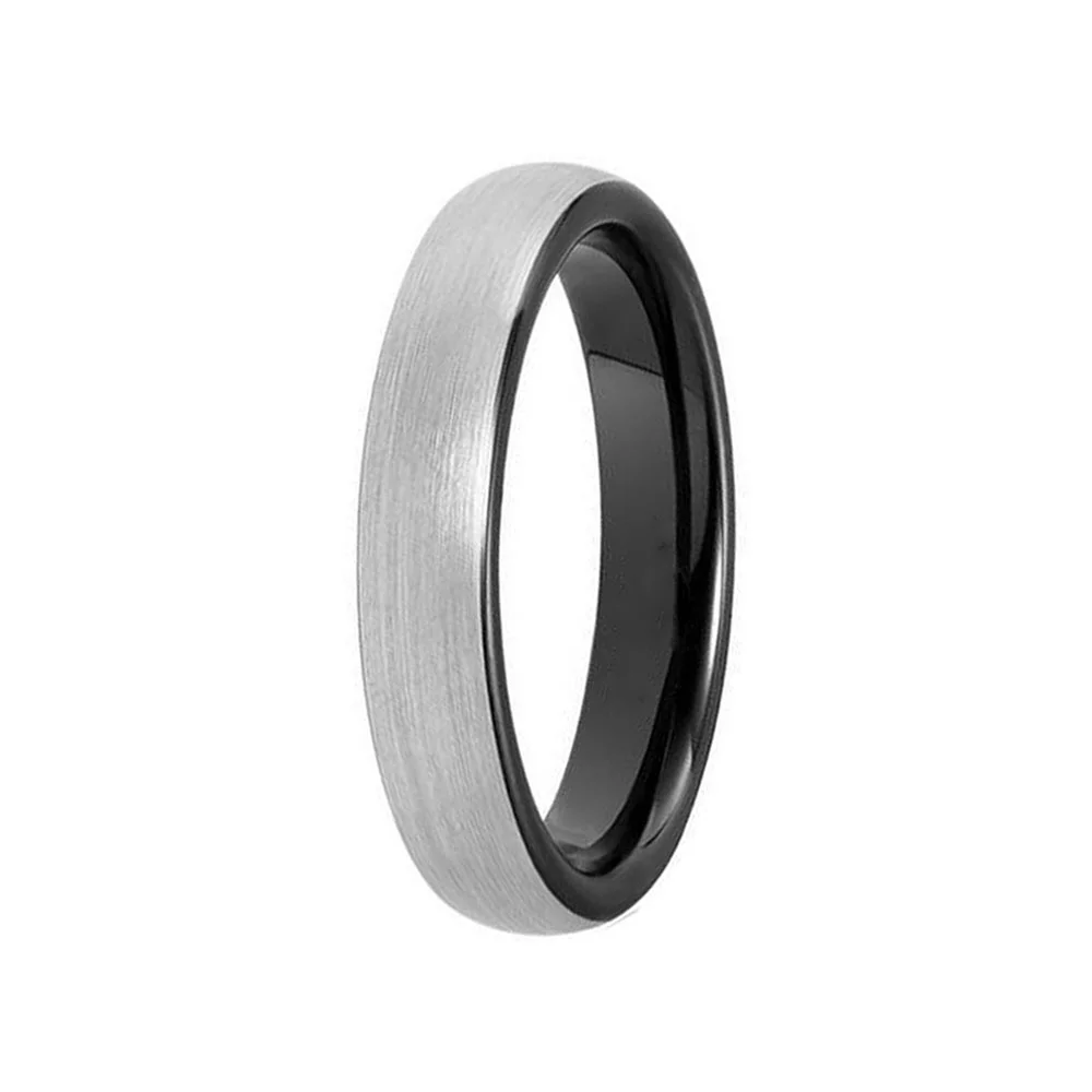 4MM 6MM 8MM Black Dome Brushed Tungsten Carbide Rings For Men Women Wedding Band