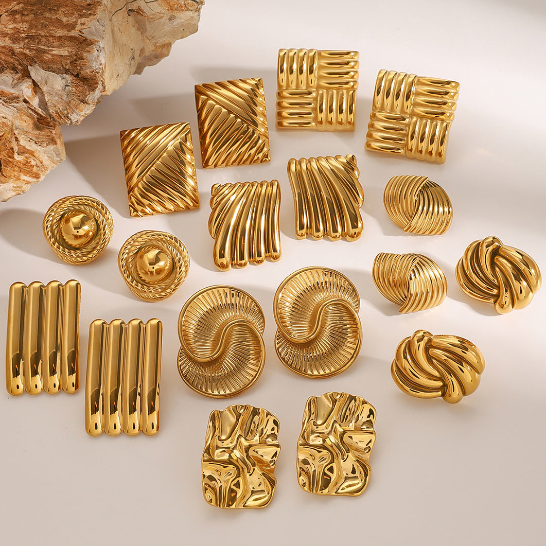 Jie Ding Stainless Steel Geometric Earrings Niche Ins Earrings Titanium Steel Earrings Earrings