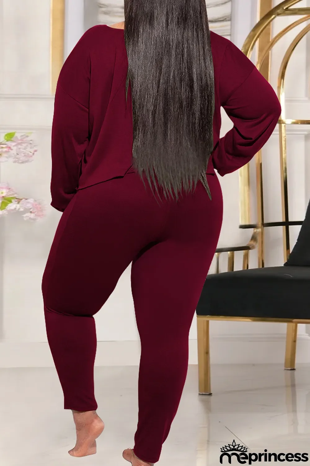 Grey Casual Solid Split Joint O Neck Plus Size Two Pieces