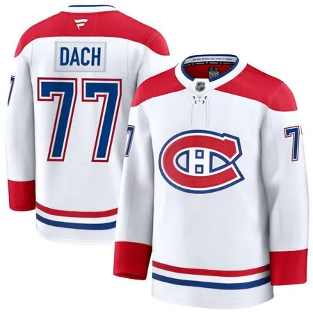 Men's Montreal Canadiens #77 Kirby Dach  White Away Premium Jersey