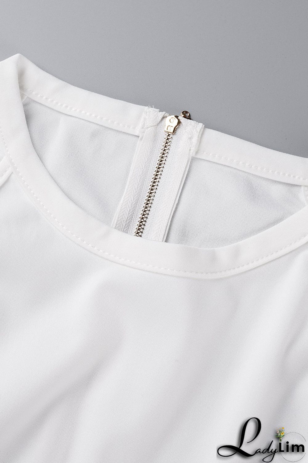 White Fashion Casual Solid Split Joint Asymmetrical O Neck Plus Size Romper