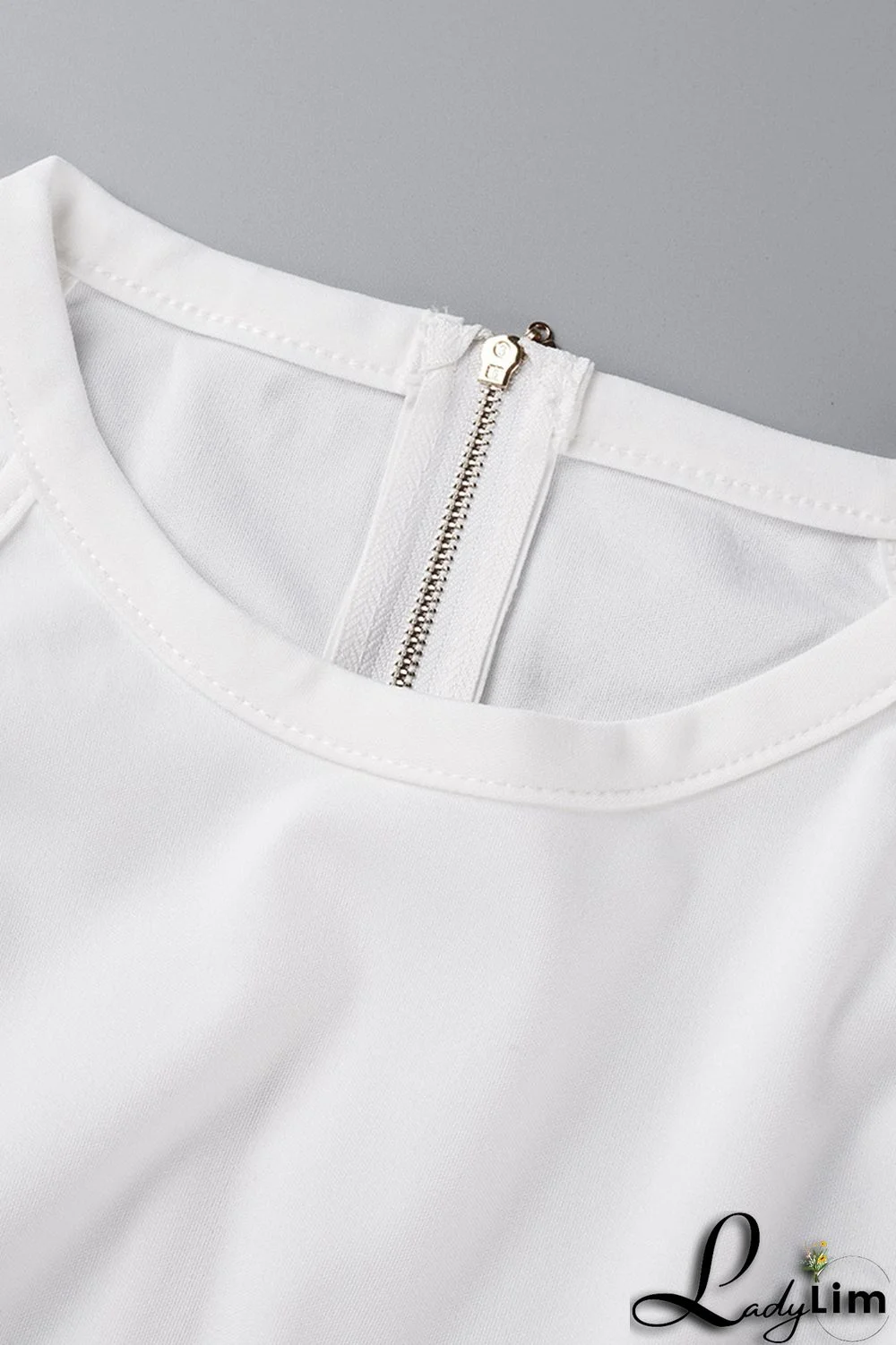 White Fashion Casual Solid Split Joint Asymmetrical O Neck Plus Size Romper