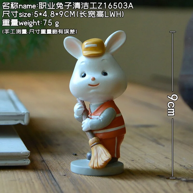 Creative Professional Bunny Ornament Rabbit Figurine Office Decoration Lovely Girl Gift Doll for Kids