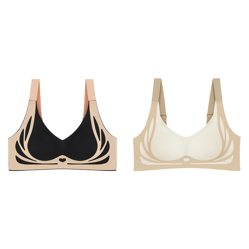 Xinyulin 2 PCS/SET Women Super Gather Wireless Push-up Bra Female Gathered Up Padded Support Bras Seamless Vest Bra Bralette Underwear