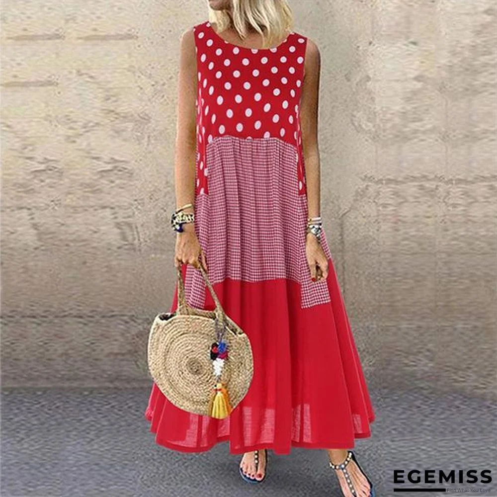 Casual Printed Sleeveless Round Neck Sweet Dresses | EGEMISS