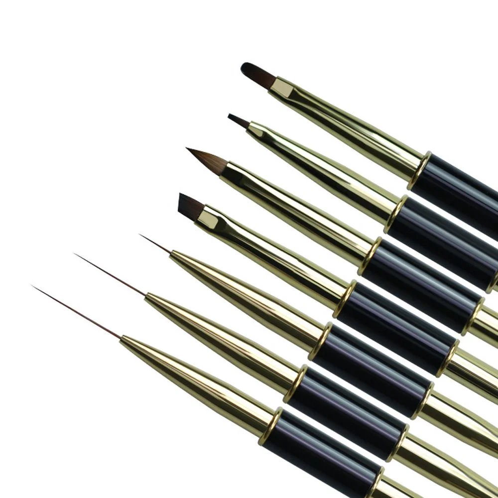 Double Head Nail Art Liquid Powder Brush Nail Extension Builder Acrylic UV Gel Lined Drawing Pen Fan-shaped Blooming Tool